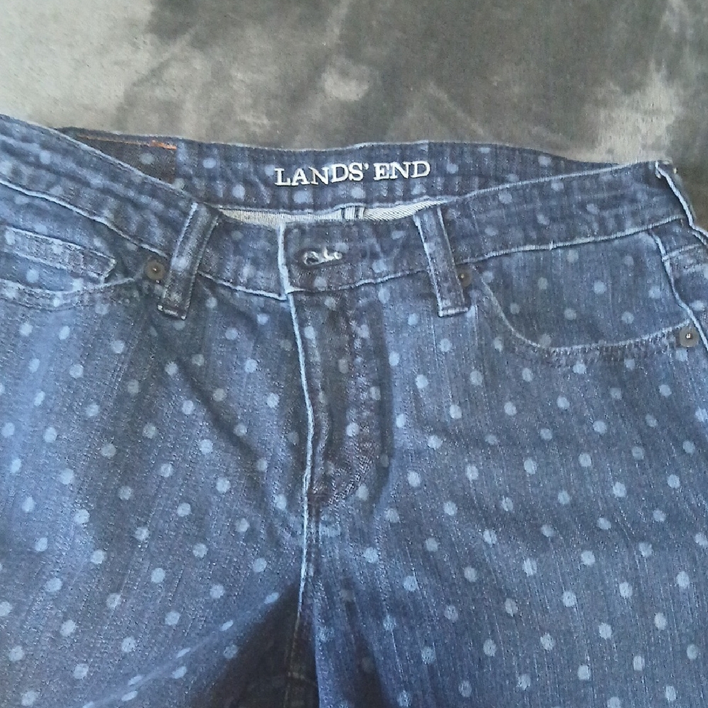Lands' End Women's Blue Polka Dot Jeans